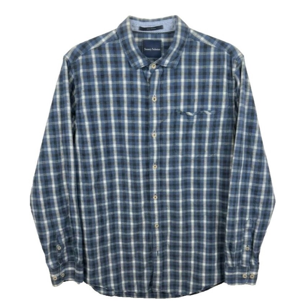 Tommy Bahama Button Down Long Sleeve 100% Cotton Blue and White Men's Size L